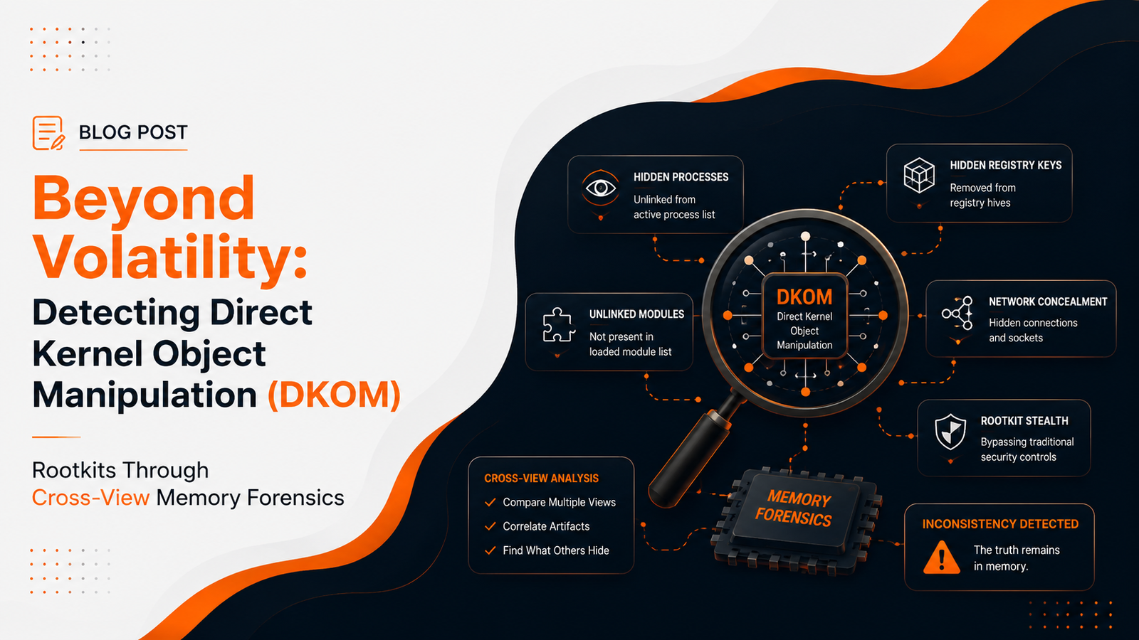 Direct Kernel Object Manipulation rootkits and cross-view memory forensics