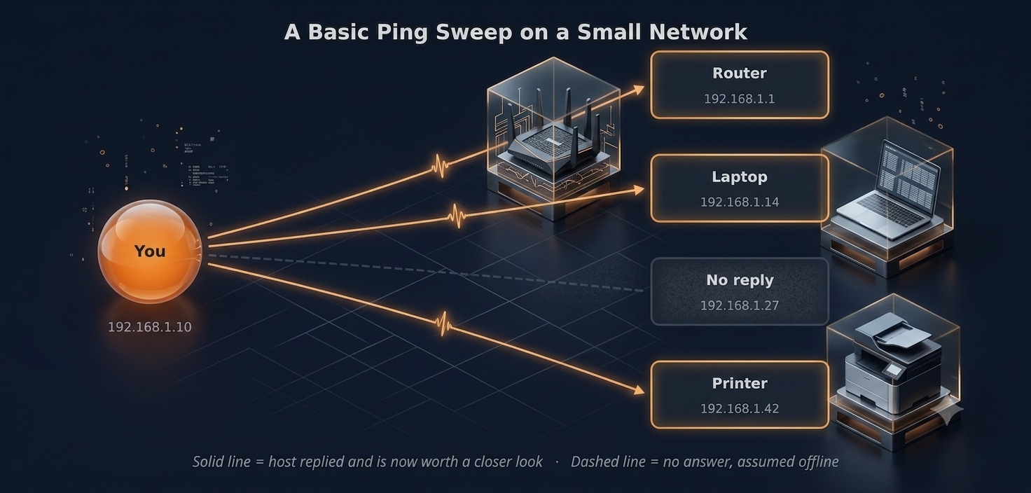 Basic ping sweep on a 192.168.1.0/24 range