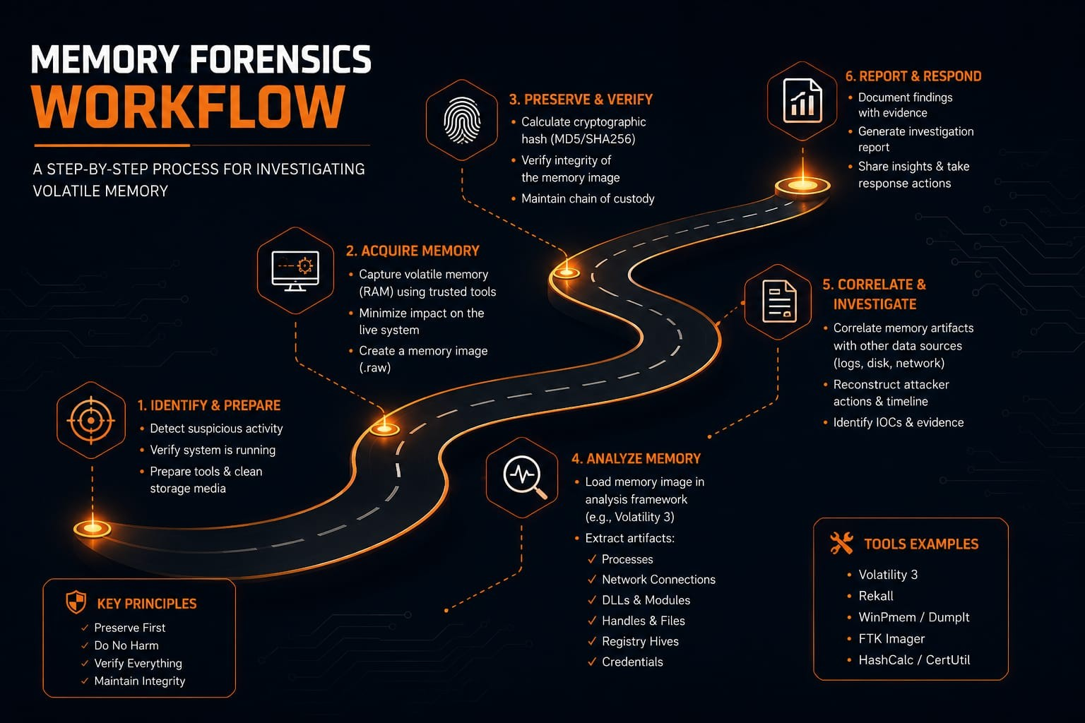 Memory forensics investigation workflow